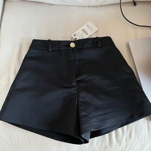 Zara black silk high waisted shorts
